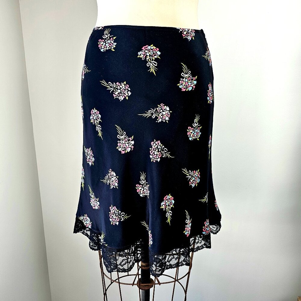 Cynthia Rowley | Floral Bouquet Lace-Trim Slip Skirt | Size 6